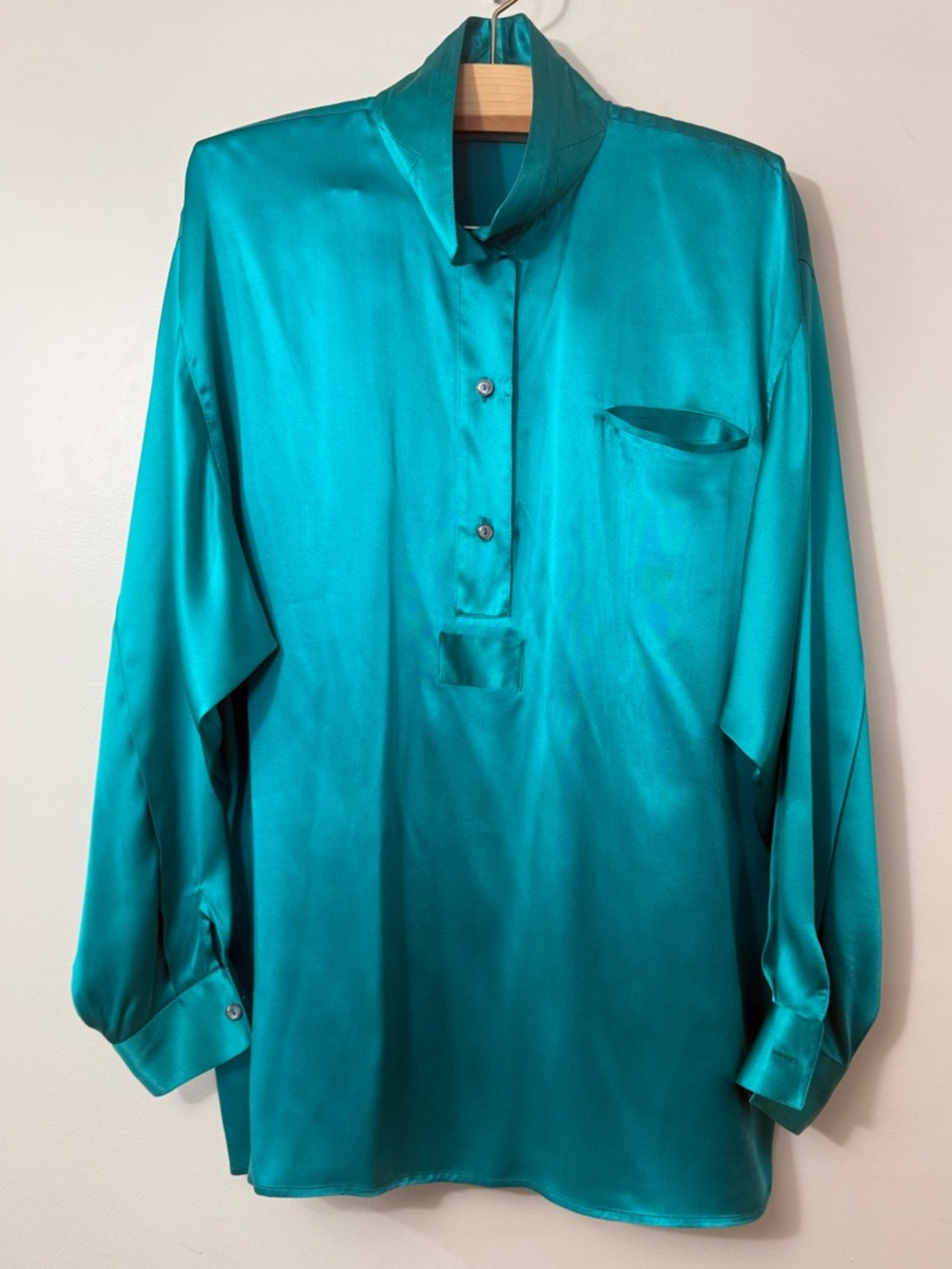 100% SILK VINTAGE IRA BERG UMBERTO GINOCCHIETTI LONG SLEEVE COLLARED BLOUSE